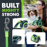 Mighty Paw Retractable Dog Leash 2.0 – 16ft Reflective Nylon for Dogs up to 50 lbs (Green)