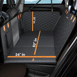 Hard Bottom 6-In-1 Dog Back Seat Cover , Waterproof Mesh Window, Non-Slip for Cars, Trucks and Suvs +FREE Car Backseat Dog Bed + FREE Dog Safety Belt