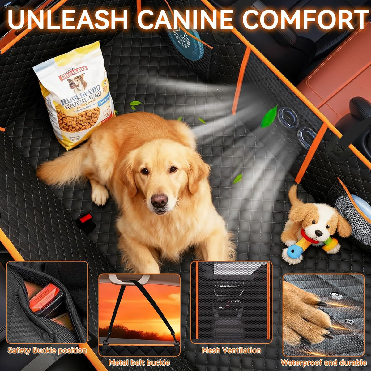 Back Seat Extender for Dogs, Large Space, Waterproof Dog Seat Cover for Back Seat with Hard Bottom Holds 420Lbs,Scratchproof Dog Hammock for Car, Suvs